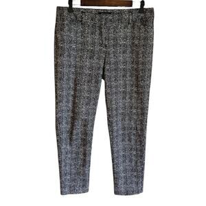 White House Black Market Slim Ankle Pants Black White Geo Print Size 10R